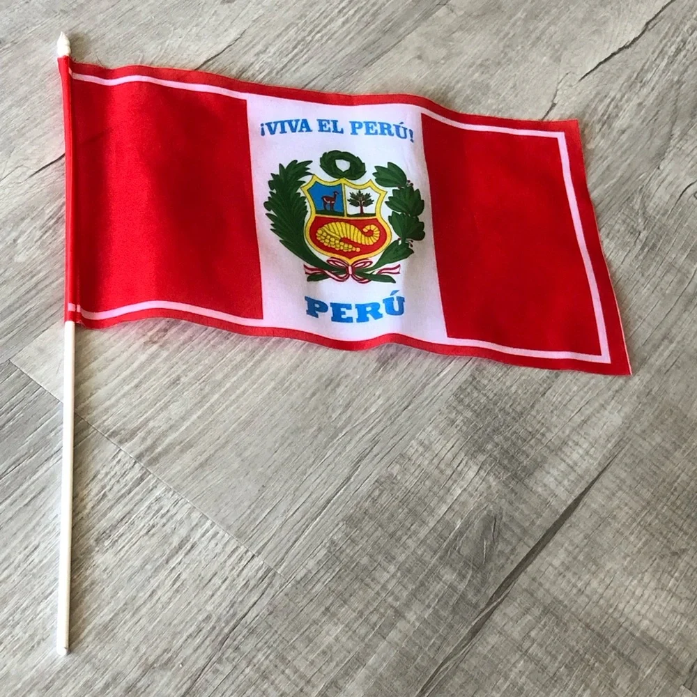 Perú Handheld Party Flag - Red and White